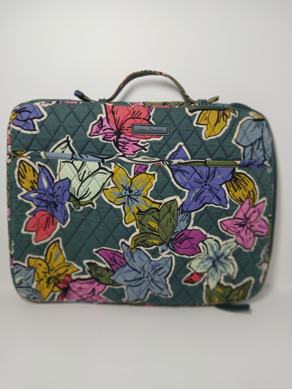 Vera Bradley Teal Quilted Chromebook/Laptop Case with Multicolor Floral Print